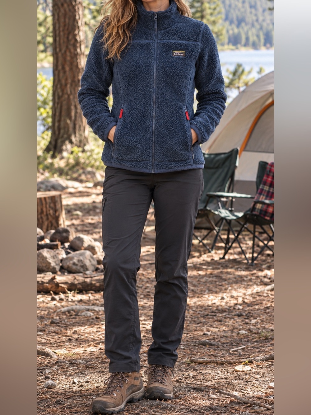 L.L. Bean Mountain Pile Fleece Jacket XS Blue Teddy Sherpa Full Zip Hiking